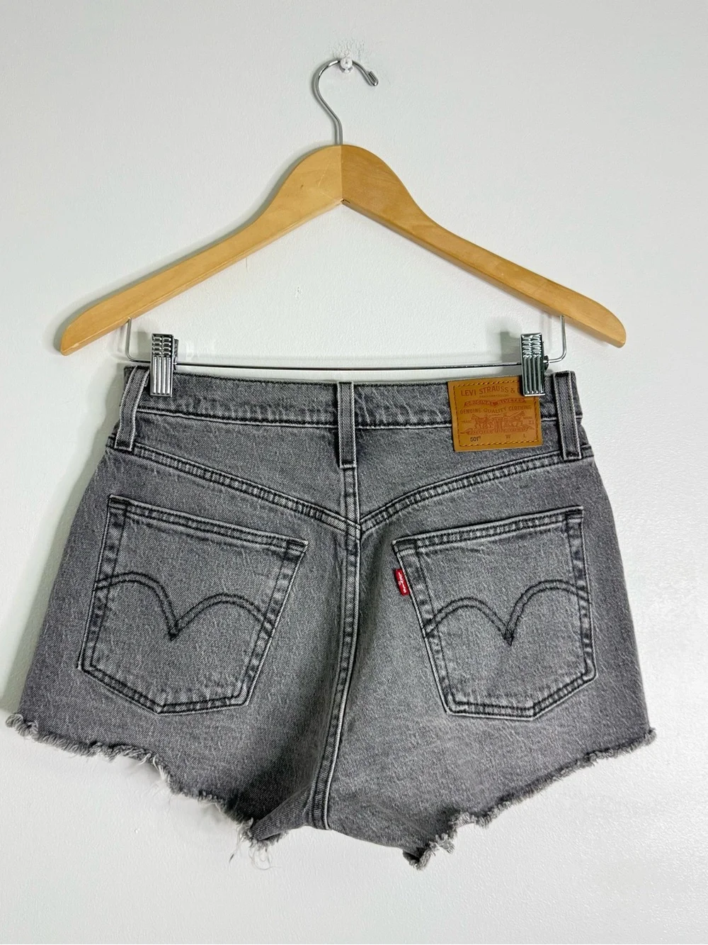 Levi’s 501 Original Gray Cutoff Denim Shorts W26 Frayed Hem